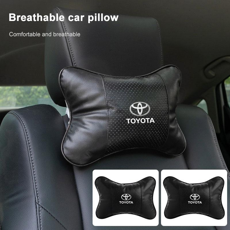 1/2Pcs Leather Car Interior Seat Headrest Neck Pillow Car Accessories For Toyota GR Camry Corolla Yaris Chr Auris Avensis T25