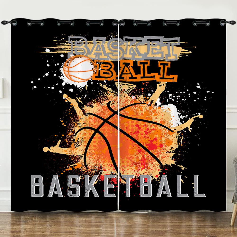 Curtains Bedroom Basketball Sports Digital Printing Blackout Curtains Perforated Curtains