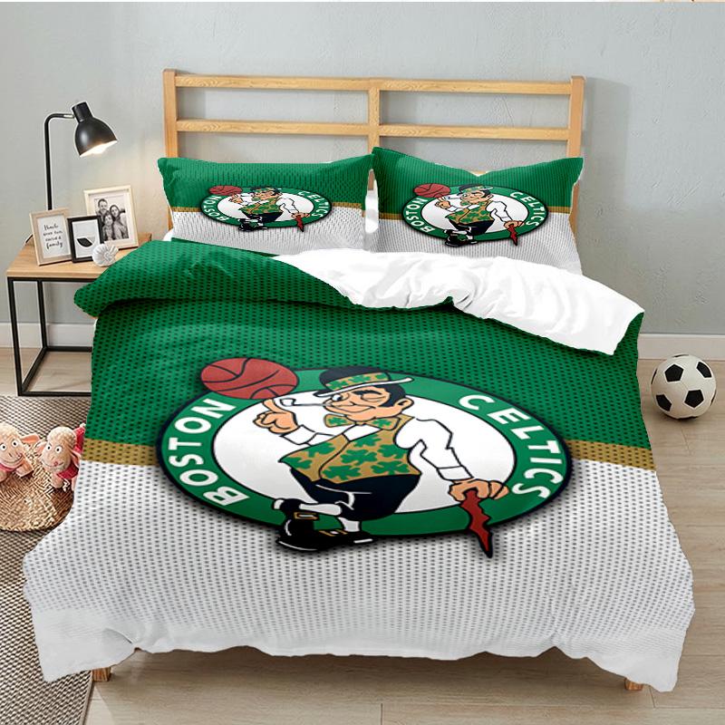 Boston-Celtics Logo 3pcs Bedding Set,Including 1pc Duvet Cover And 2pcs Pillowcases Perfect Gift for Christmas,Ideal for Bedroom, Dormitory
