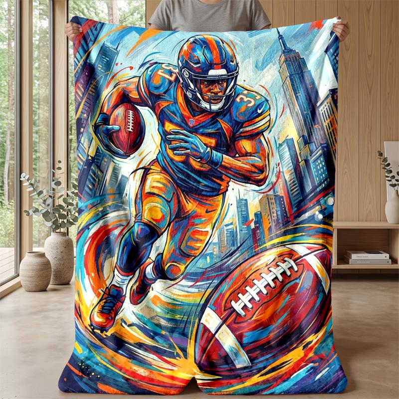 American Football Helmet blanket Personalized Name Flannel Blanket Soft Cozy Plush Throw for Sofa Bed Lightweight Home Decor