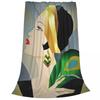 Art Deco Flapper Postcard Fashion Print Blankets Soft Warm Flannel Throw Blanket Bedding for Bed Living Room Picnic Travel Couch