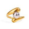Yori Statement Stainless Steel Ball Ring 18K PVD Plated Waterproof Hypoallergenic High Quality Charm Stylish Golden Jewelry