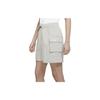 Nike Elastic High Waist Straight-Leg Casual Shorts Women Bottoms Grey DM6248-012