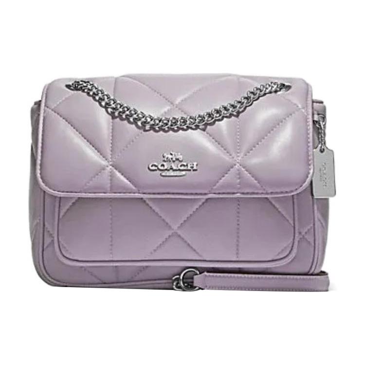 New COACH Klare Sheepskin Cow Leather Patchwork Cloud Bag Shoulder Bag Crossbody Bag Medium Size Women's Taro Purple CJ611-SVM4