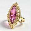 Bohemian style ring, ethnic style hollow pattern inlaid with imitation red zircon ring