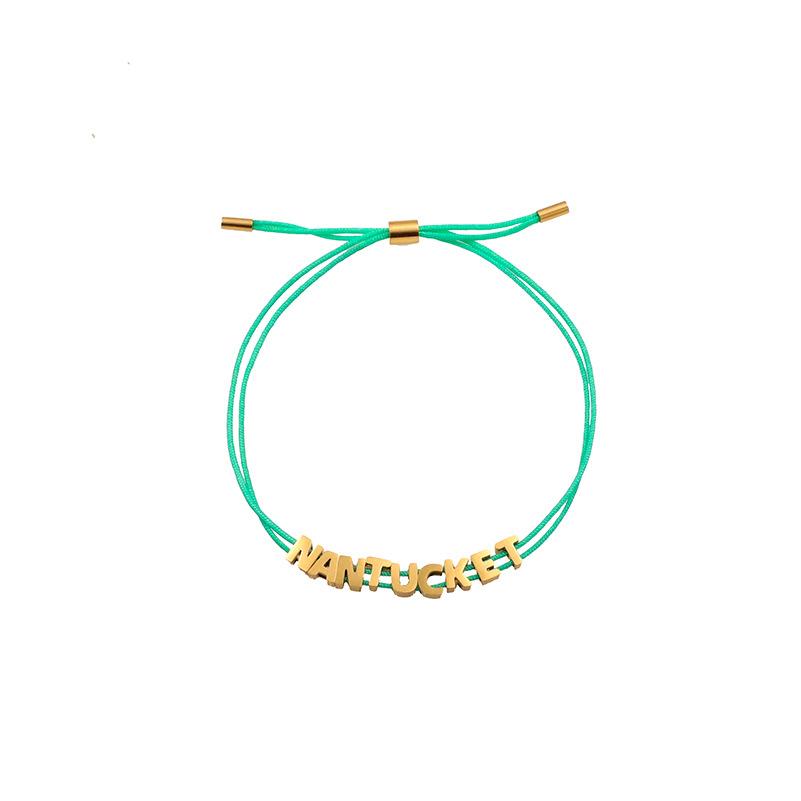 

18K Gold Bracelet Female Vegetarian Rope Yellow Gold Rose Gold Couple Dopamine Bracelet 26 Letter Hand Rope фарби люмінесцентні зелений колір