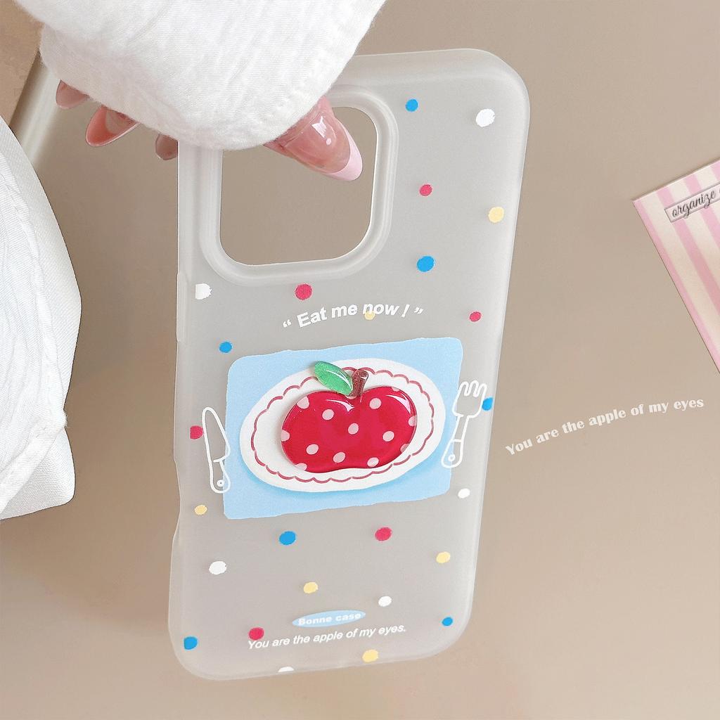 Colorful Polka Dots 17promax Three-dimensional Red Apple 16 Mobile Phone Case Iphone14 Suitable for 13 Lanyard 11 Silicone
