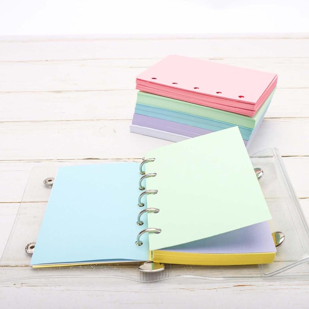250Sheets Colored Refill Paper Blank Loose Leaf Paper 5 Colors 6 Hole Binder Paper Notebook Filler Paper Refillable Binder Inserts