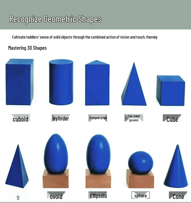 Geometric Solids & Shapes Montessori Educational Kit for Early Learning