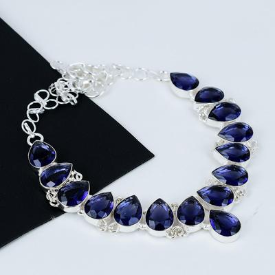 Tansanit Silber Halskette, Blaue Halskette, Edelstein Halskette, 925 Sterling Silber Schmuck, 925 Silber Kristall zierliche Halskette für Sie