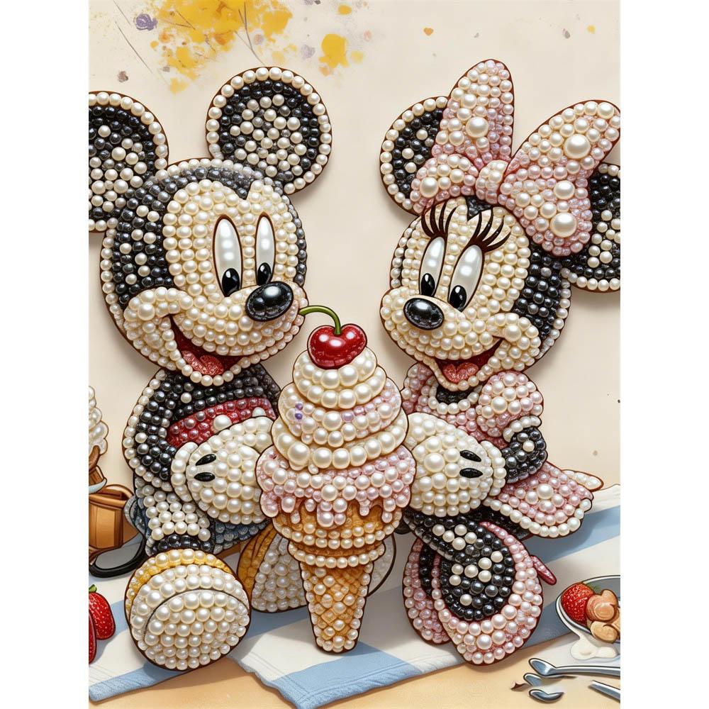 

Disney Pearl Painting Mickey Minnie Cone Picnic Creative Art 5D Pearl Embroidery Cross Stitch Kit Handmade DIY Home and Room Decor Gift 35x45cm