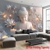 2D Buddha Lotus Print Tapestry, Zen Meditation Wall Hanging for Living Room Bedroom Yoga Room Decor