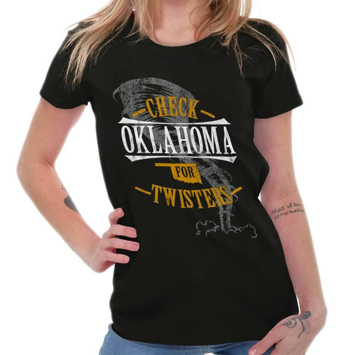 Check Oklahoma For Twisters OK Team Souvenir Womens Top Junior Graphic Tee XXXXL