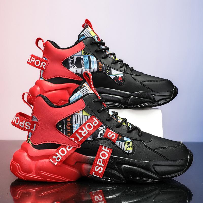 Zapatos de hombre de gran tamaño, moda de corte alto, nuevo estilo de pareja, zapatos de suela gruesa, zapatos deportivos informales, zapatos para papá, zapatos de moda