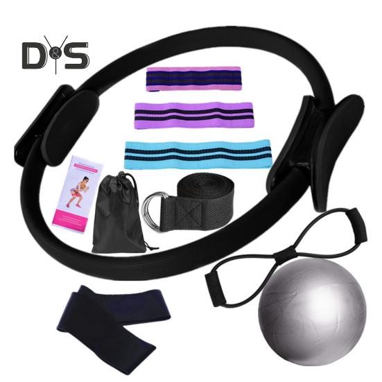 11ks/Sada Jóga Fitness Sada s Pilates kruhem Jóga míčem Glute Booty Páskou Osmičkovou odporovou gumou Strečinkovým pásem Domácí posilovací fitness vybavení