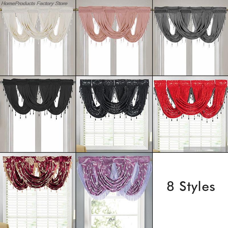 Modern Tassel Valance Voile Curtain Swags Velvet Lace Curtains Valance For Home Living Room Kitchen Doorway Decor Drapes