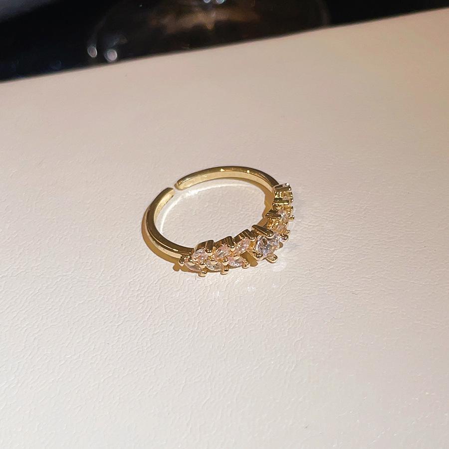 Exquisite Zircon Wheat Ear Open Ring: Sparkly, Geometric, High-End Luxury Jewelry for the Index Finger