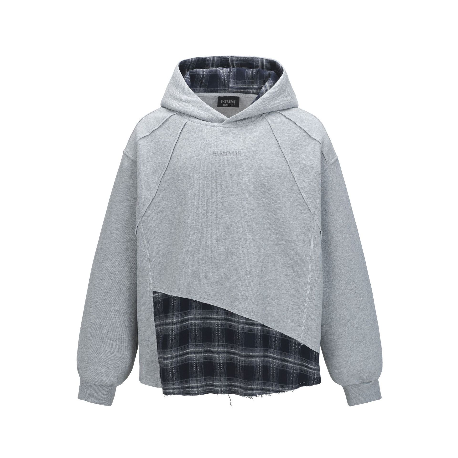 Men s Autumn American Street Trend Brand Personality Splicing Hoodie Fake Two-piece Hooded Sweater S