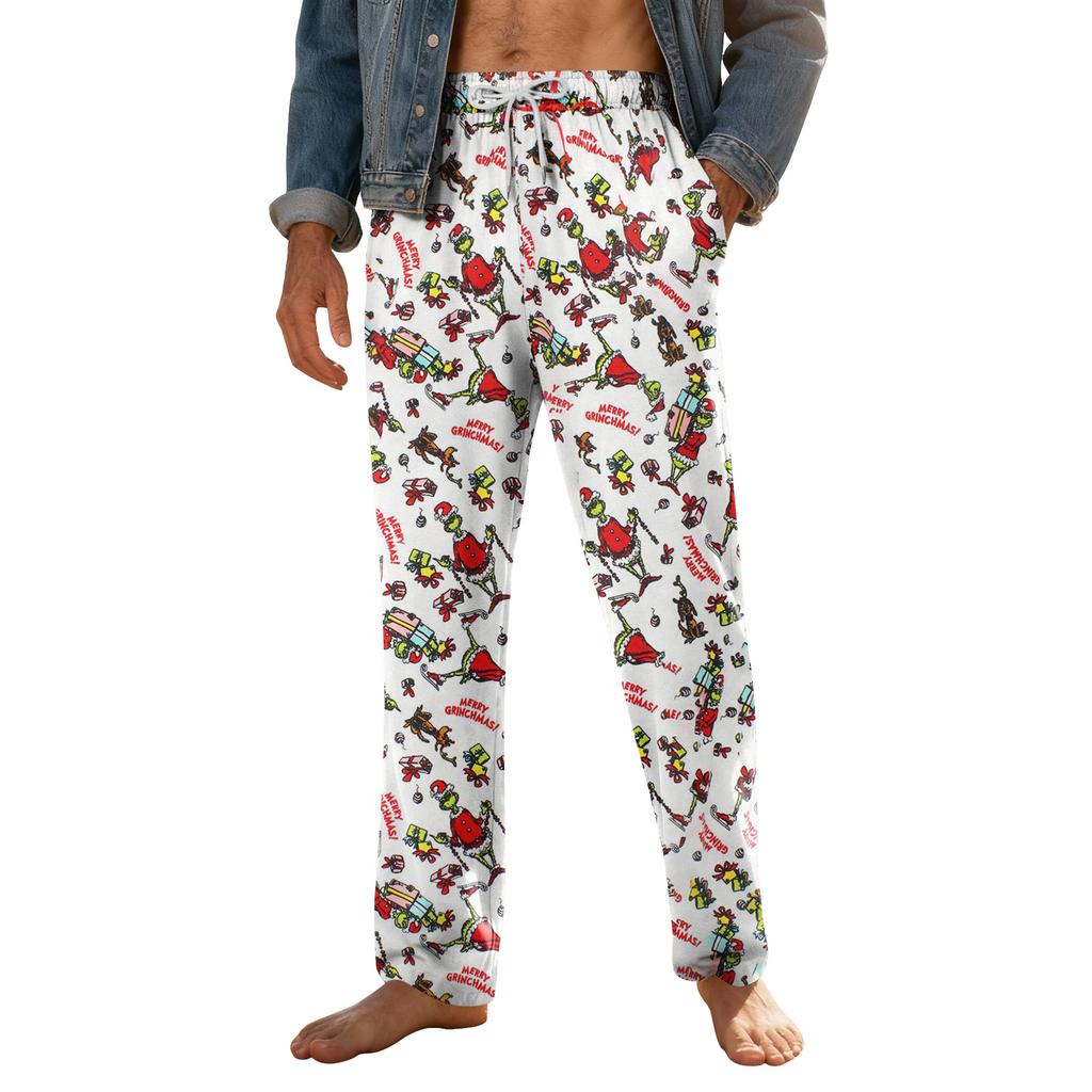 Pánské domácí měkké pyžamové kalhoty se stahovací šňůrkou s kapsami Sportovní kalhoty pro volný čas