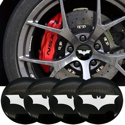 4pcs of Bat Pattern Car Hub Center Cover Badge Sticker for Honda Mazda Benz BMW Toyota Ford Dodge Chevrolet and Other Car Modification Accessories