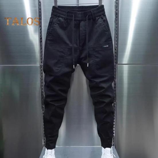 Pánské Cargo Kalhoty Volné Stahovací šňůrka na kotníky Pružný pas Jednobarevné Více kapes Fitness Streetwear Outdoor Cestování Sportovní kalhoty