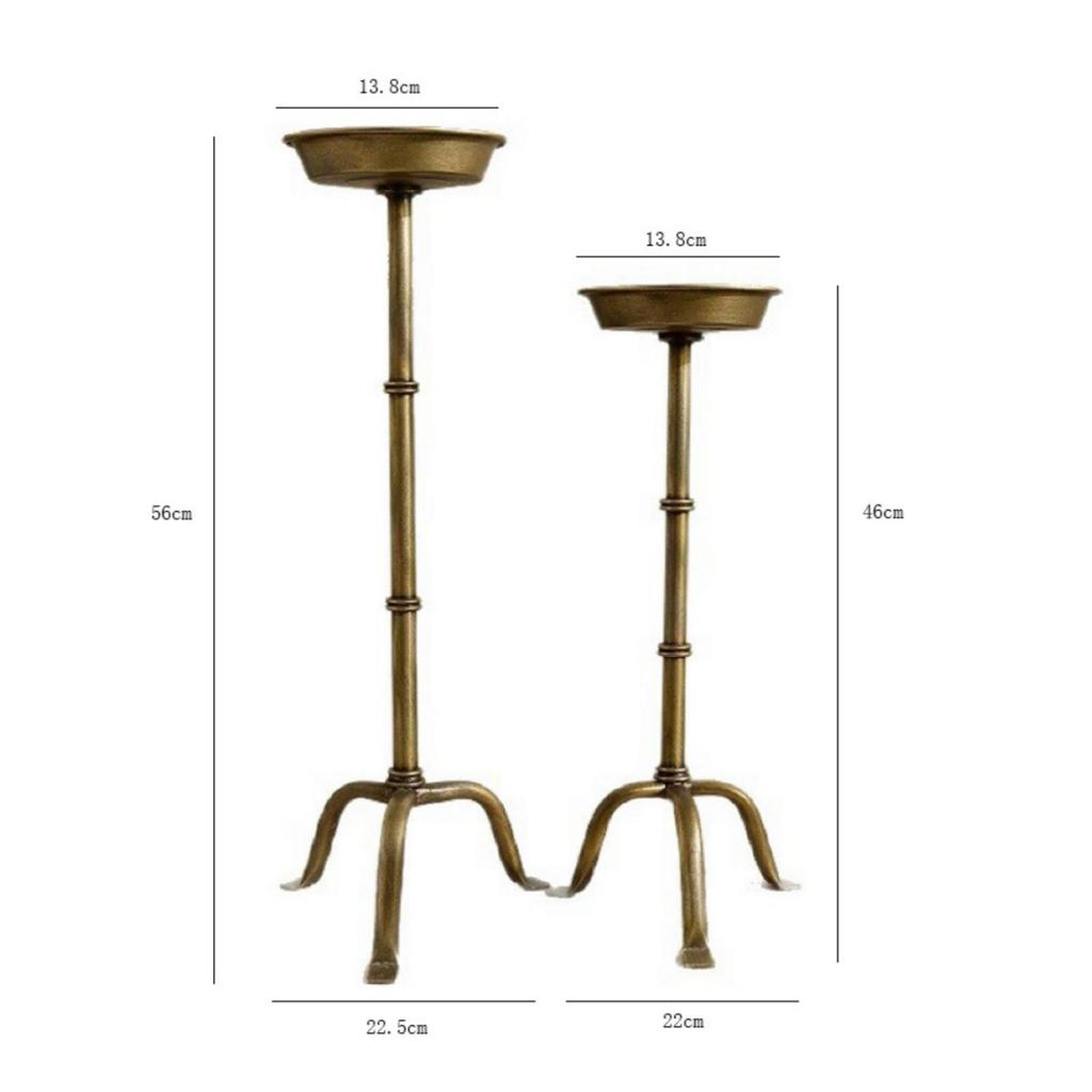 2 Pieces Iron Candlestick Holder Antique Bronze Finish Detachable Candle