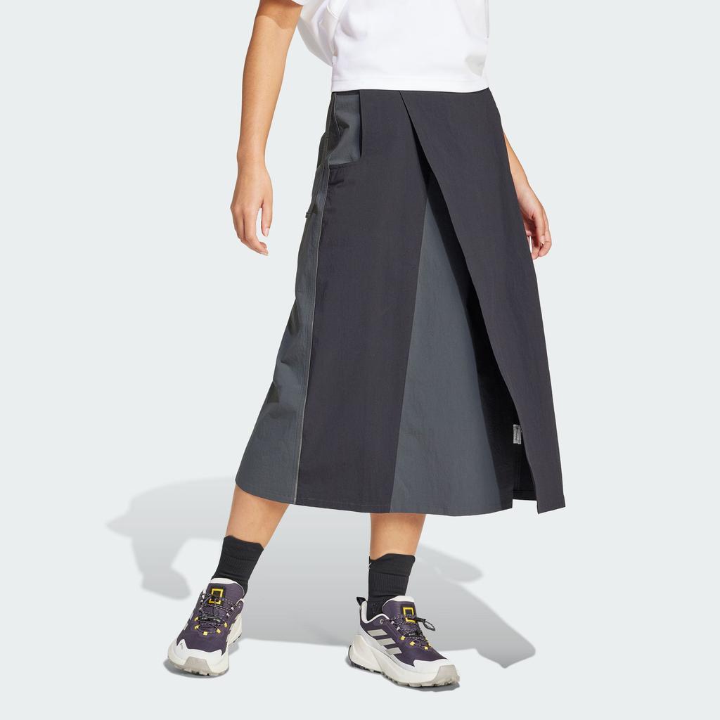 Adidas X National Geographic Collaboration Terrex Disney Loose Versatile Comfortable Windproof Casual Long Skirt Women Skirts Black JD5843