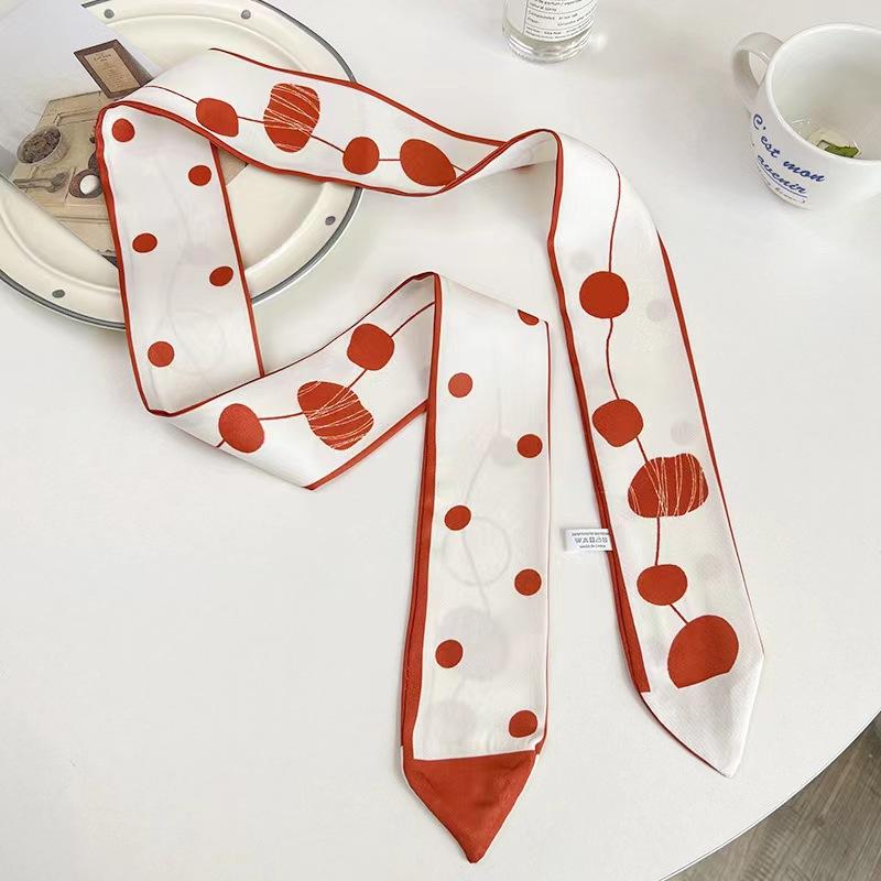 Women Casual French Style Printed Hair Band Headwear Scarves 6.5cm*90cm