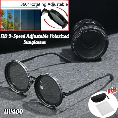 ND9 Adjustable Polarized Sunglasses Neutral Rotating Light Reducing Sunglasses Personalized Fashion Round Frame UV400 Sunglasses