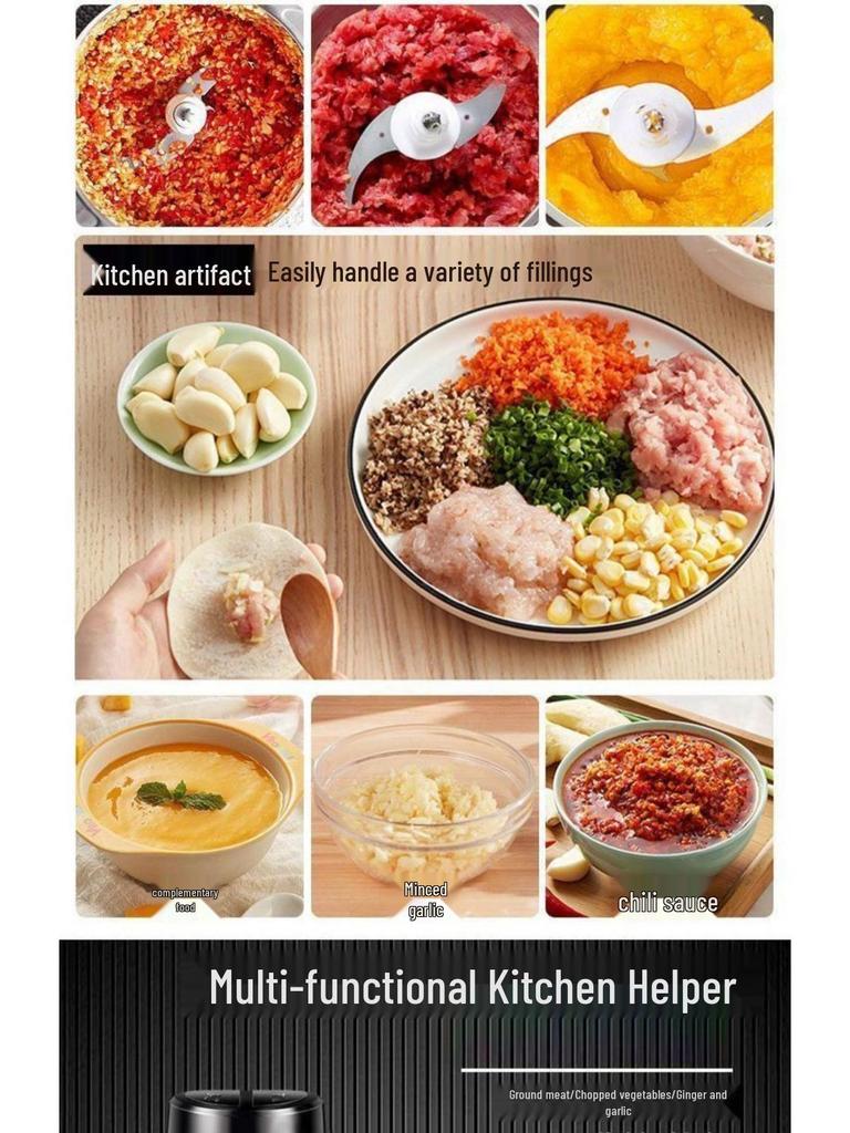 German Automatic Electric Meat Grinder & Stainless Steel Vegetable Chopper Multi-functional Blender for Chili Cooking