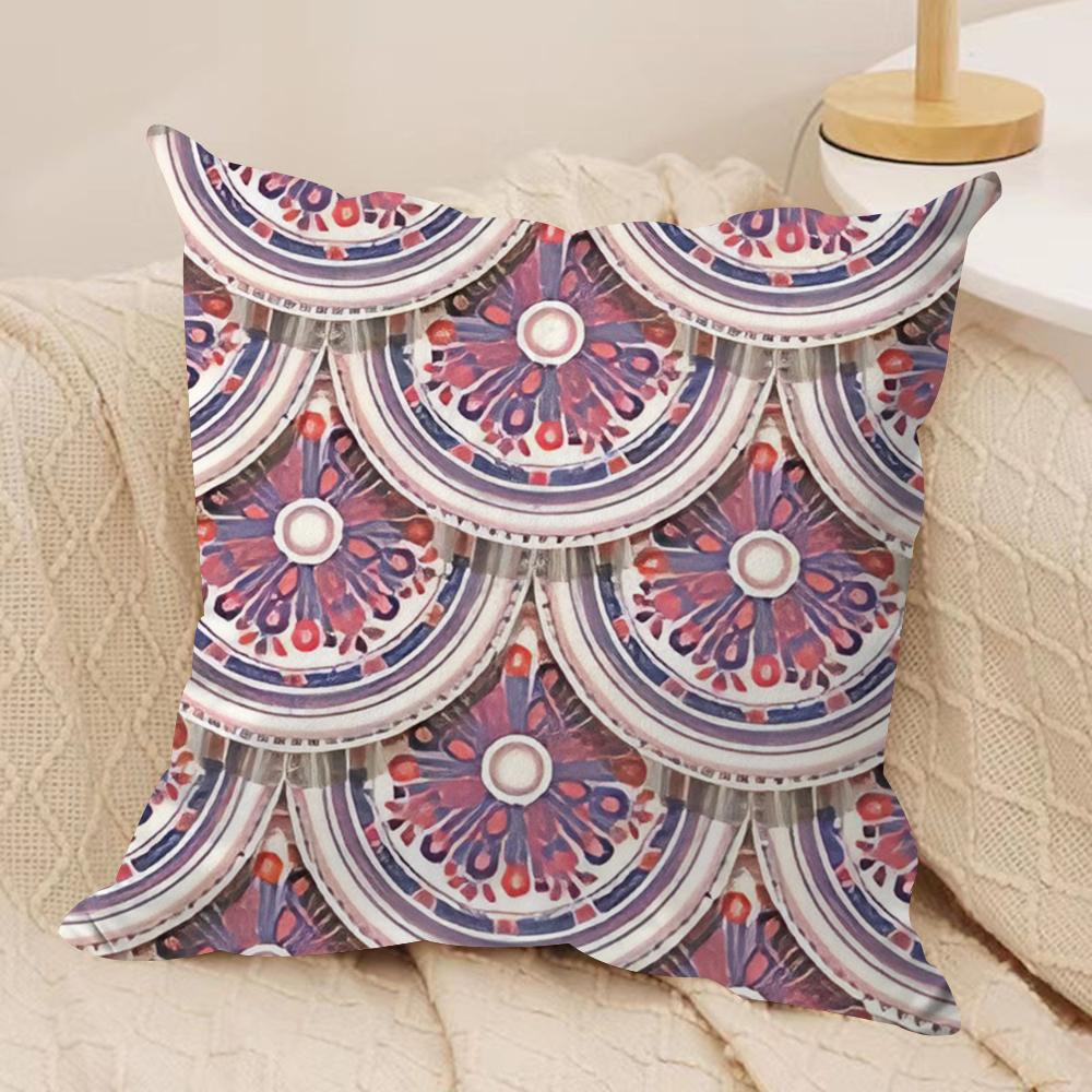 Fish Scale Pattern Cushion Cover Soft Plush Fabric DoubleSided Printed Cushion Covers for All Seasons Modern Home Decor