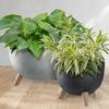 KADAX Flower Pot Planter 29cm Cover + Insert Legs Cork Flower Stand Black