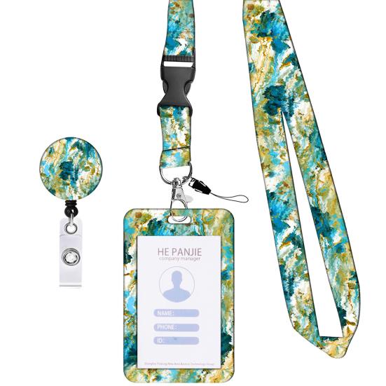 Badge Holder with Retractable Reel Clip And Lanyard ID Card Holder for Nurses Teachers Students Worker