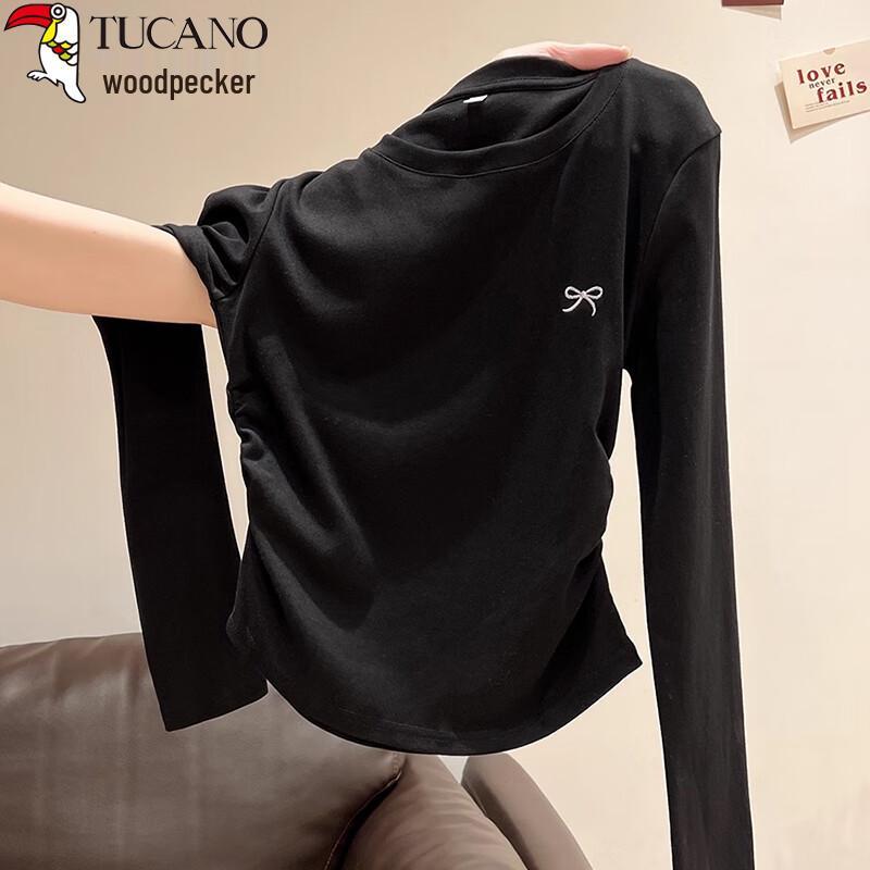 Women s Round Neck Long Sleeve T-Shirt with Pleated Waist L