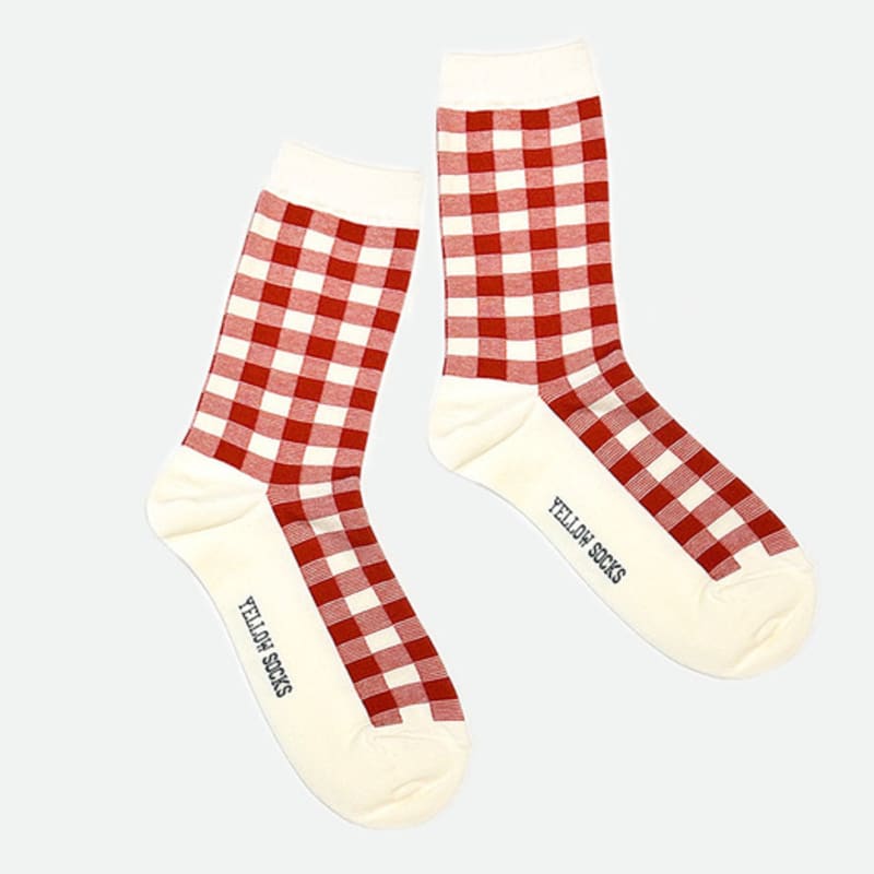 YELLOWSOCKS LINE CHECK RED