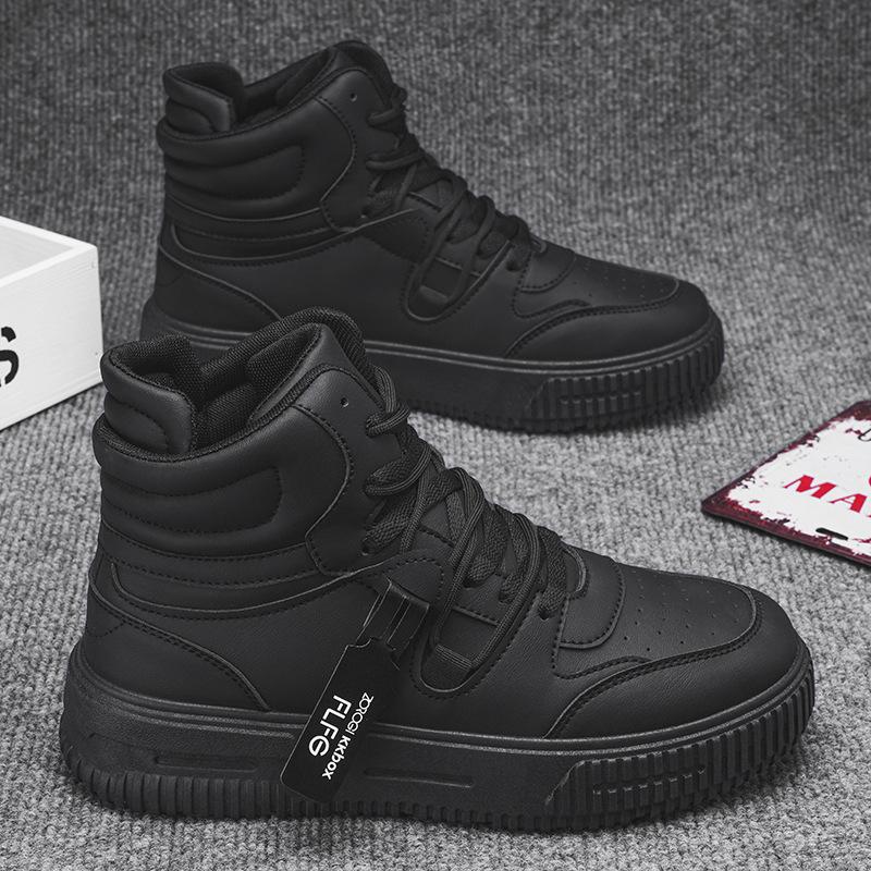 High-top versatile men's shoes autumn and winter tide brand white men's casual board shoes couple sports thick-soled medium-top small white tide shoes