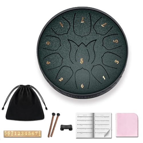 Yoseka Slit Drum, Tongue Drum, Steel Pan, Handpan, 6-inch, 11-note, Handpan, Musical Instrument, Relaxation, Meditation, Music Education, Beginner, Na