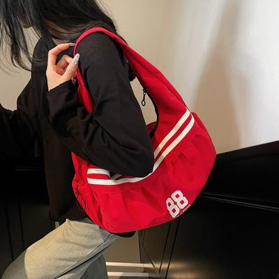 Achseltasche lässige Knödeltasche Neue kontrastfarbene gestreifte Canvas-Tasche Große Kapazität vielseitige Umhängetasche