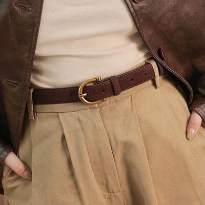 Δερμάτινη Ζώνη Γυναικεία Διακοσμητική Τζιν Κοστούμι Απλή Ρετρό Μικρή Χρυσή Αγκράφα Μόδα Στυλ Ζώνη