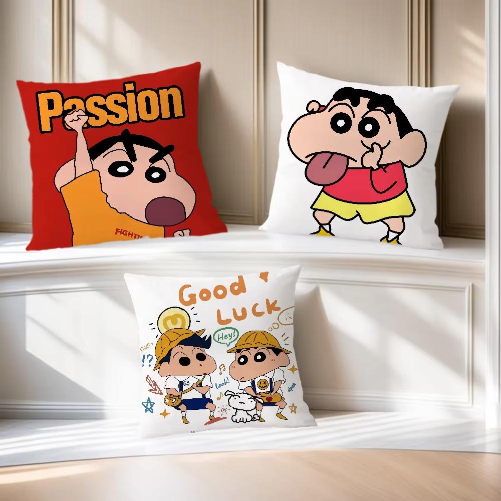 Kawaii Cute Crayon Shin-chan Pillow Cover Decorative Home Double-sided Print Square Pillow Bedroom Room Decoration Pillowcase