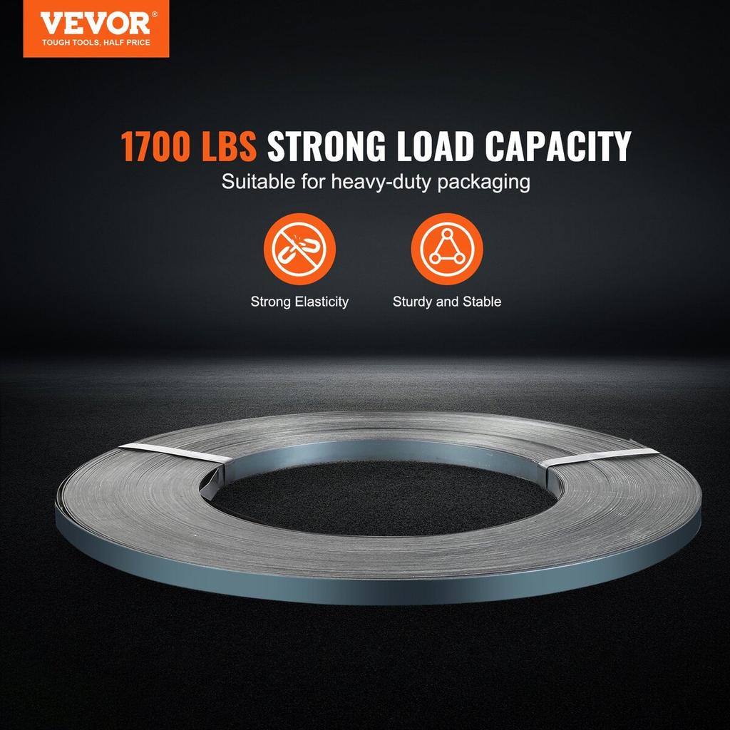 Packaging Steel Strapping Roll 3/4" X 0.02" X 1640' Banding Strap 1700 Lbs