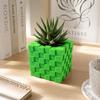 Ornaments 3D Printed Cube Flower Pot Building Block Style Creative Succulent Plant Pot Vase Home Decoration Bookshelf