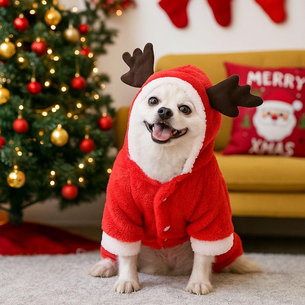 Cartoon Christmas Dog Costume Warm Pet Cosplay Clothes Pet Supplies Cat Jumpsuits  Winter