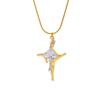 Qiong Yao Luxury Shimmering Star Zirconia Necklace with Personalized Stainless Steel Clavicle Chain, PVD Gold Plated.