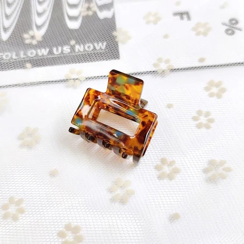 Vintage Acetate Mini Hair Claws For Women Girls Hair Accessories Leopard Lattice Square Crab Hair Clip Fashion Hairpin Headwear