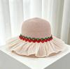 Summer Lace Edge Straw Hat, New Fashionable Large Brim Sun Hat, Travel Sun Protection Beach Hat, Women's Dome Basin Hat