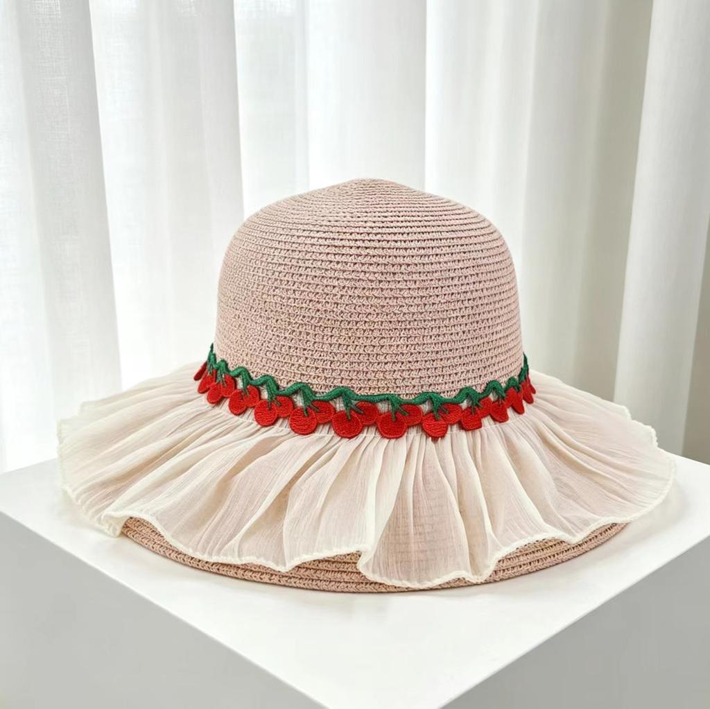 Summer Lace Edge Straw Hat, New Fashionable Large Brim Sun Hat, Travel Sun Protection Beach Hat, Women's Dome Basin Hat