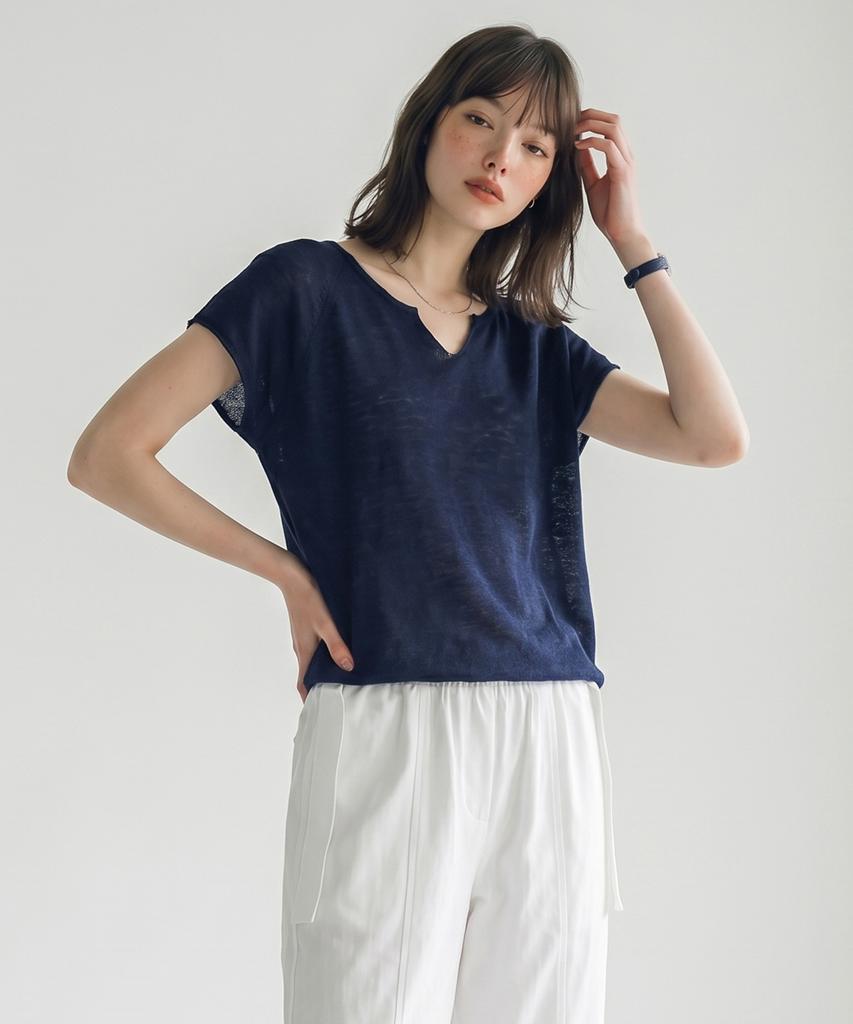 Metapeo Airy Linen Knit Navy