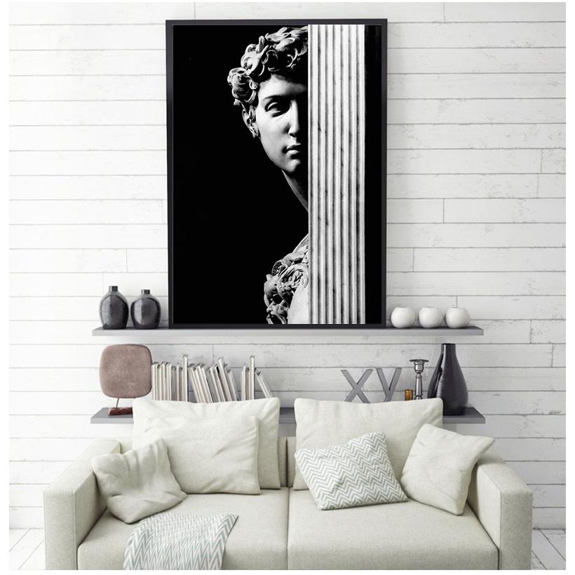 Vintage David Figure Sculpture Black and White Canvas Paintings Wall Art Posters Print Pictures for Living Room Home Decor No Frame