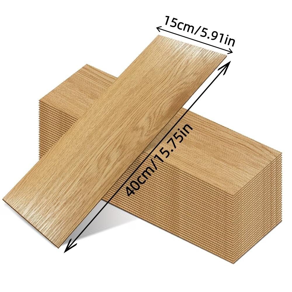 10pcs 40cmX15cm Self-Adhesive PVC Flooring Strips Thick Wood Grain Floor Stickers Waterproof Wear-Resistant Flooring Home Office